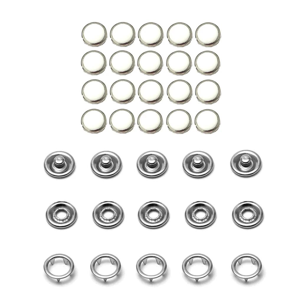 

20 Sets DIY Pearlescent Copper Snap Fastener Combination Claw Snap Fastener Jeans Button Pants Snap Button Black and White