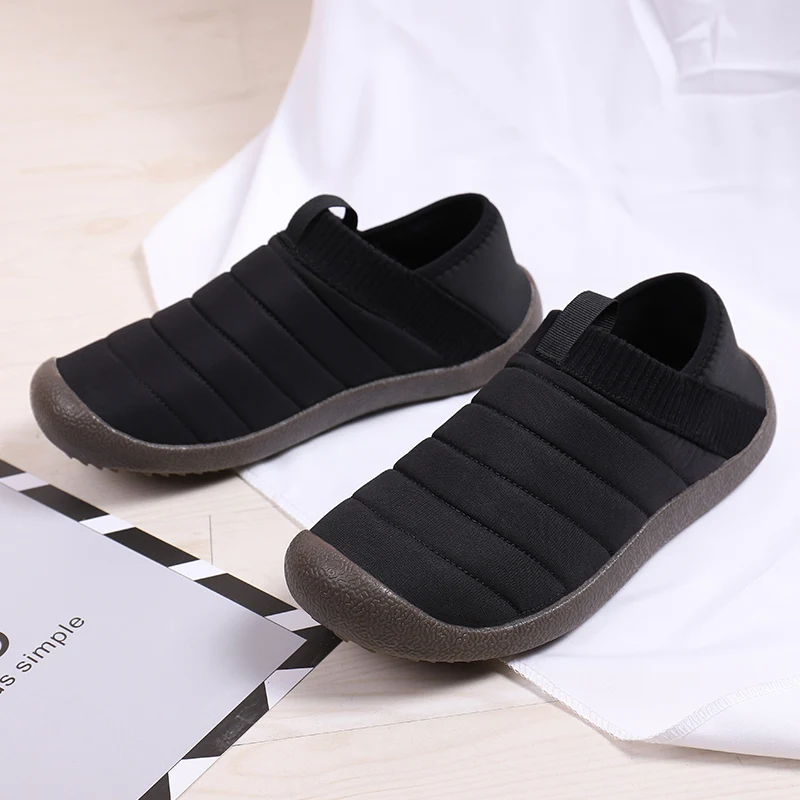 Warm Winter Boots Black Nonslip Flat Winter Sneakers For Men Waterproof Man Hiking Boots Casual Leather Winter Boots For Women