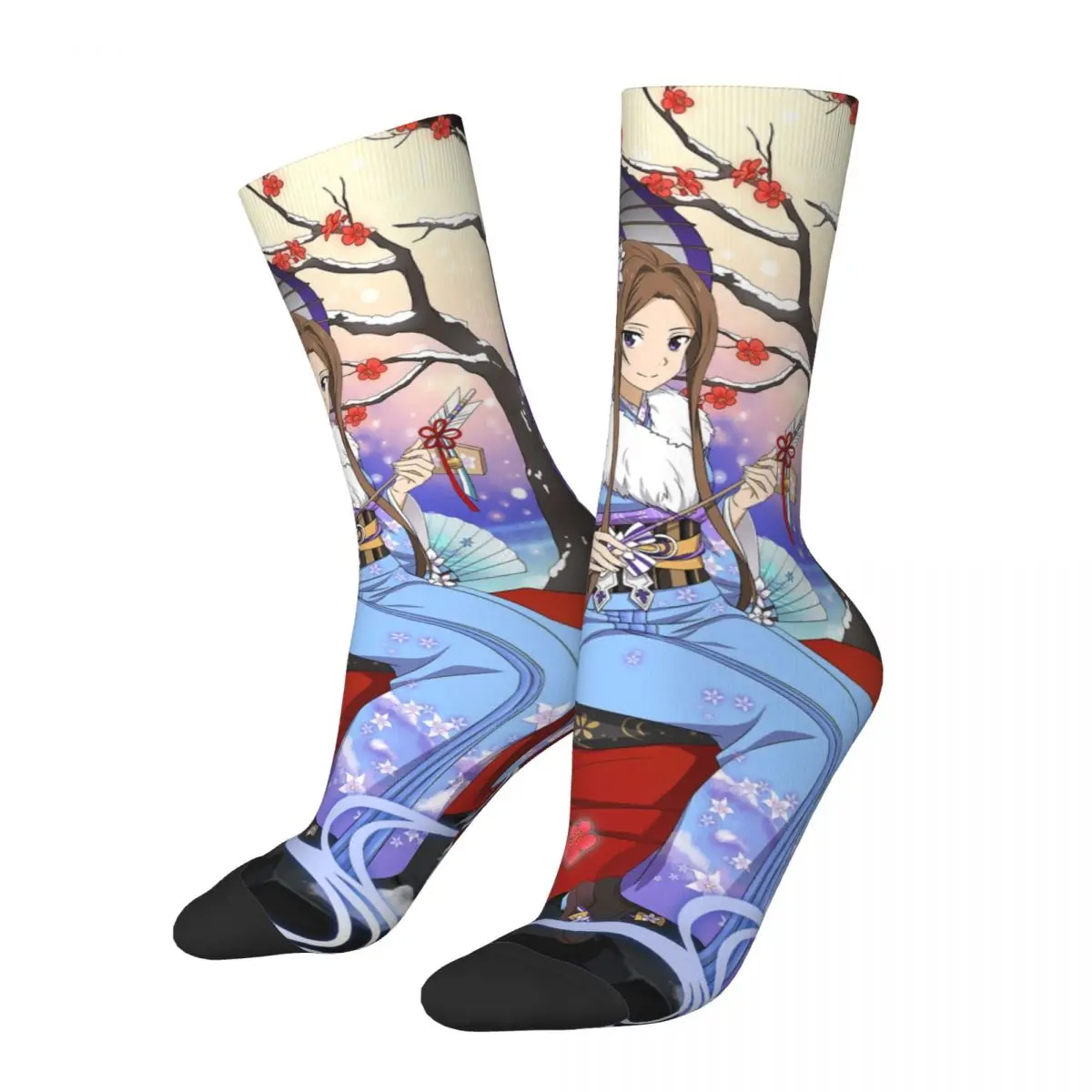 

The Girl Is Sitting Under A Tree With An Umbrella Sword God Domain Unisex Winter Socks Warm Happy Socks street style Crazy Sock