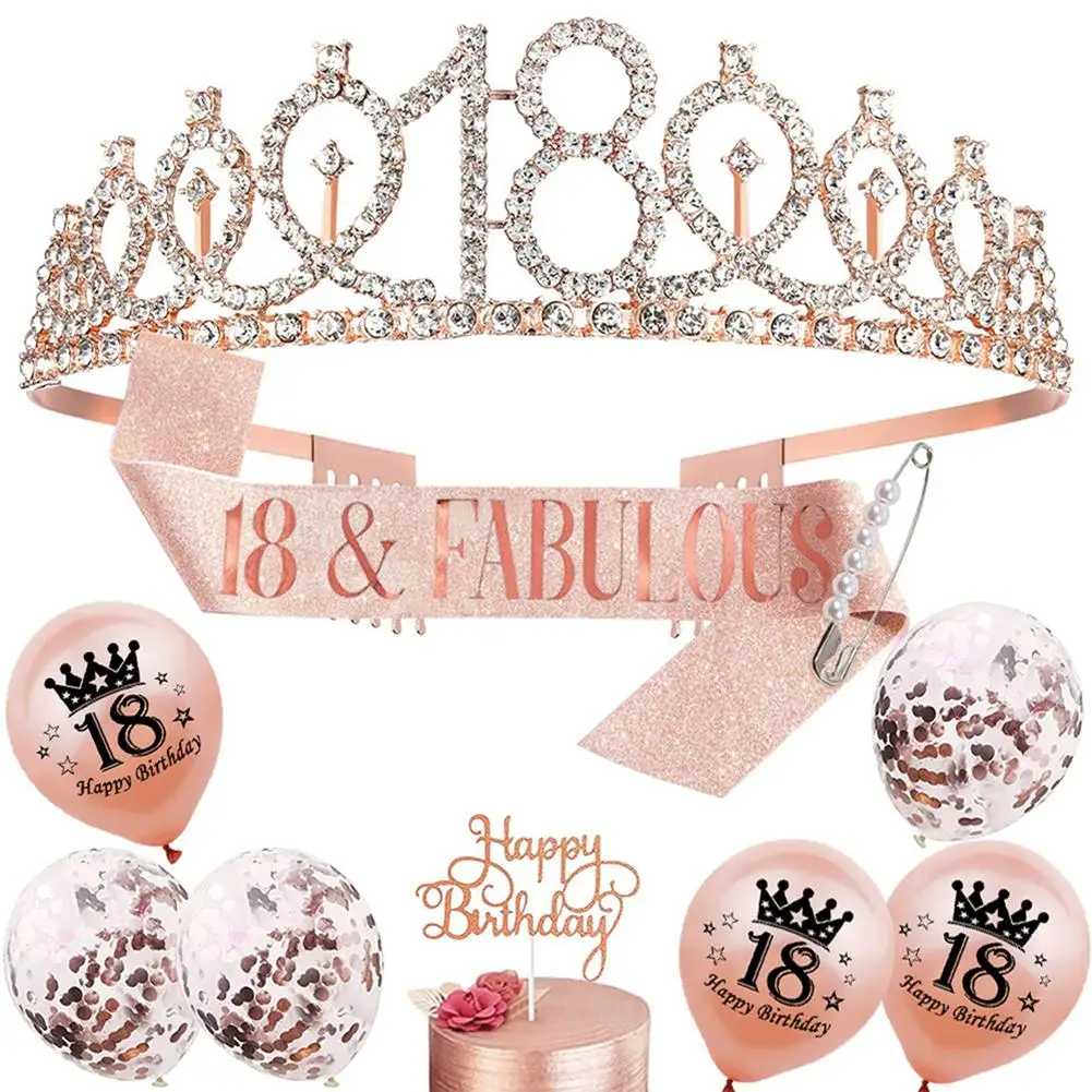 

Girls Premium Crown Sash Tiara Insert Card Set Happy Birthday Decorations For Decorating Cakes Cupcakes