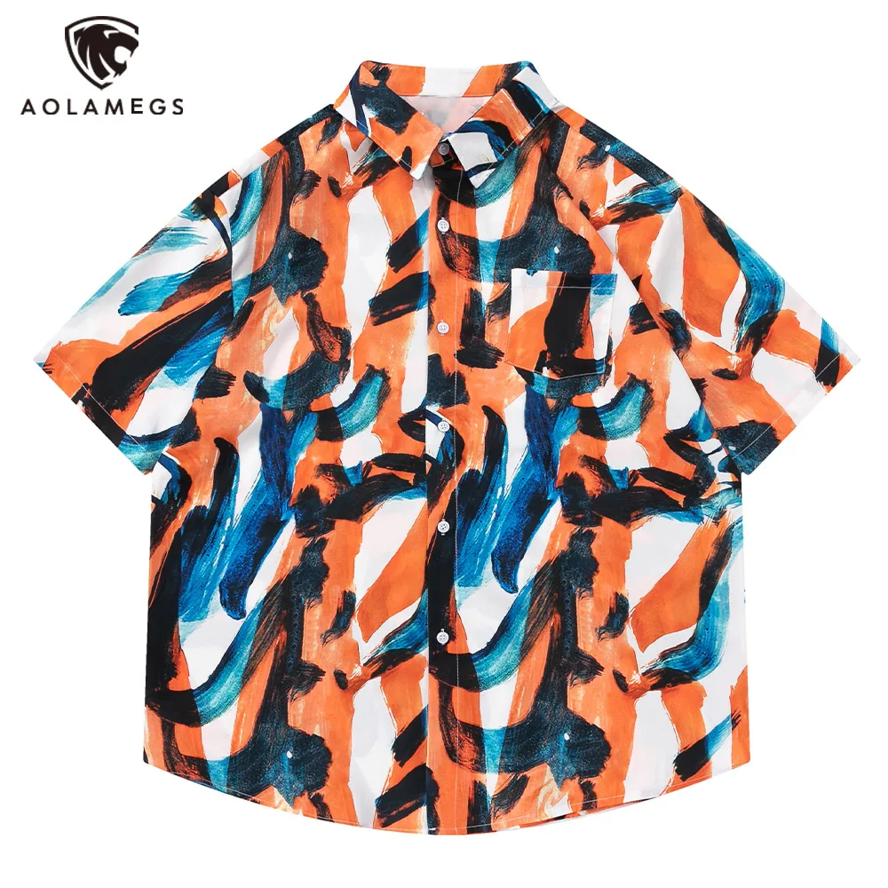 

Men Clothing Hip Hop Beach Shirts Abstract Graffiti Hawaiian Shirt Summer High Street Fashiong Tops Baggy Harajuku Streetwear