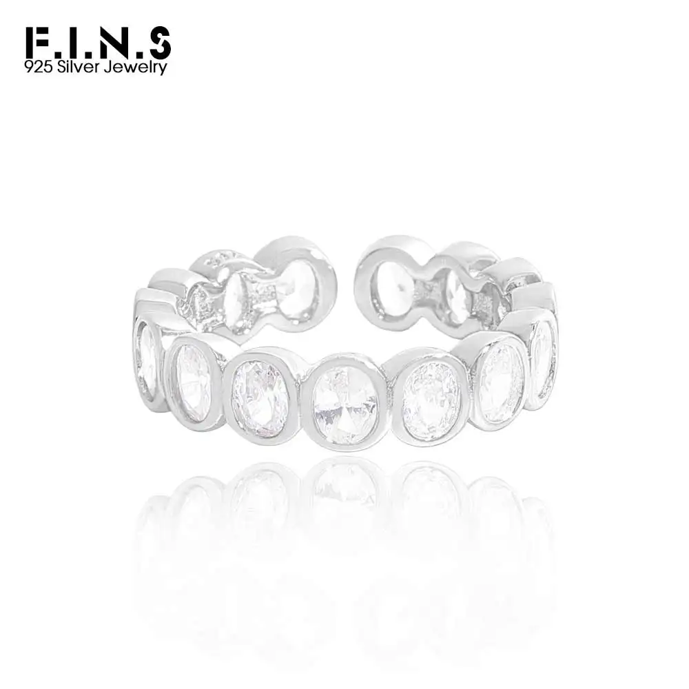 F.I.N.S Роскошное кольцо из стерлингового серебра 925 пробы с цирконом овальное