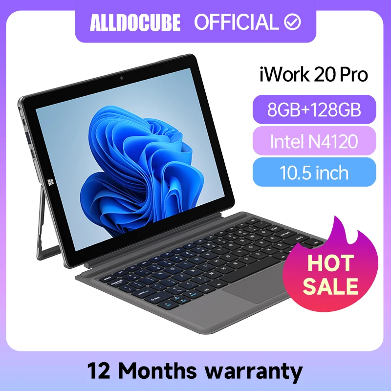 ALLDOCUBE iWork 20 Pro Windows 11 Tablet 10.5 inch intel N4120 8GB LPDDR4 128GB SSD 2 in 1 Tablet PC 1920×1280 IPS