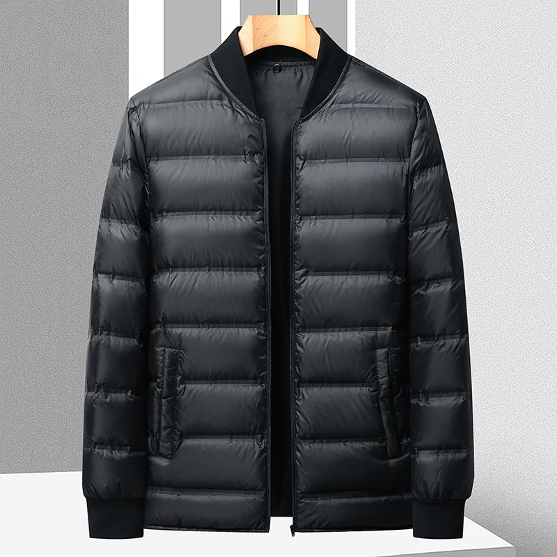 2022 Winter Men Smart Casual Hooded Puffer Parkas Black Grey Navy Blue Puff Lining And Hood Detacable Design Thermal Overcoat