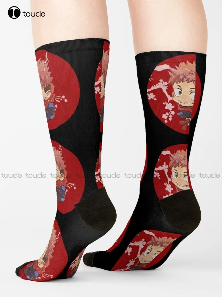 Jujutsu Kaisen: Yuji Itadori(Chibi) - Red Circle Socks Funny Socks For Women Streetwear 360° Digital Print Gd Hip Hop Retro Art