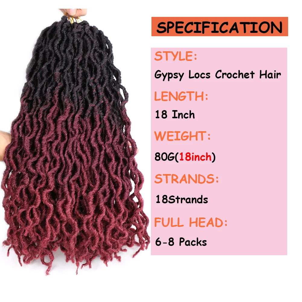 Mtmei волос Gypsy Locs накладные волосы на крючке косички дредлоки богиня Faux Curly косы 18