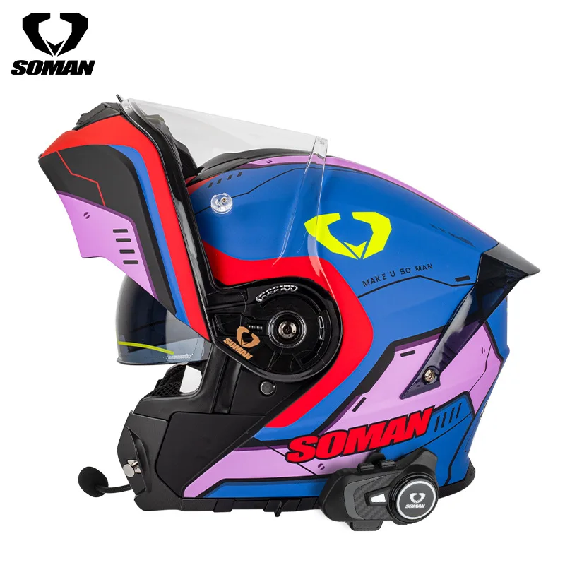 Мотоциклетный шлем для верховой езды анфас модульный двойная линза