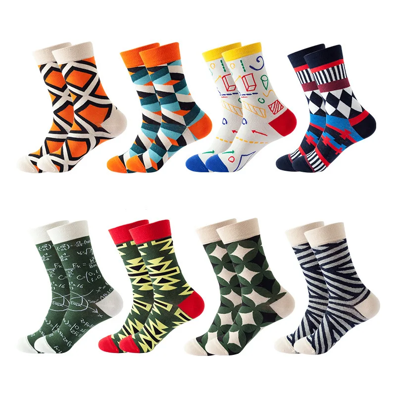 5 Pairs Casual Fashion Cotton Socks Funny Women&Men Fruit Food Men Happy Hip Hop Novelty Skateboard Crazy Long Socks Calcetines