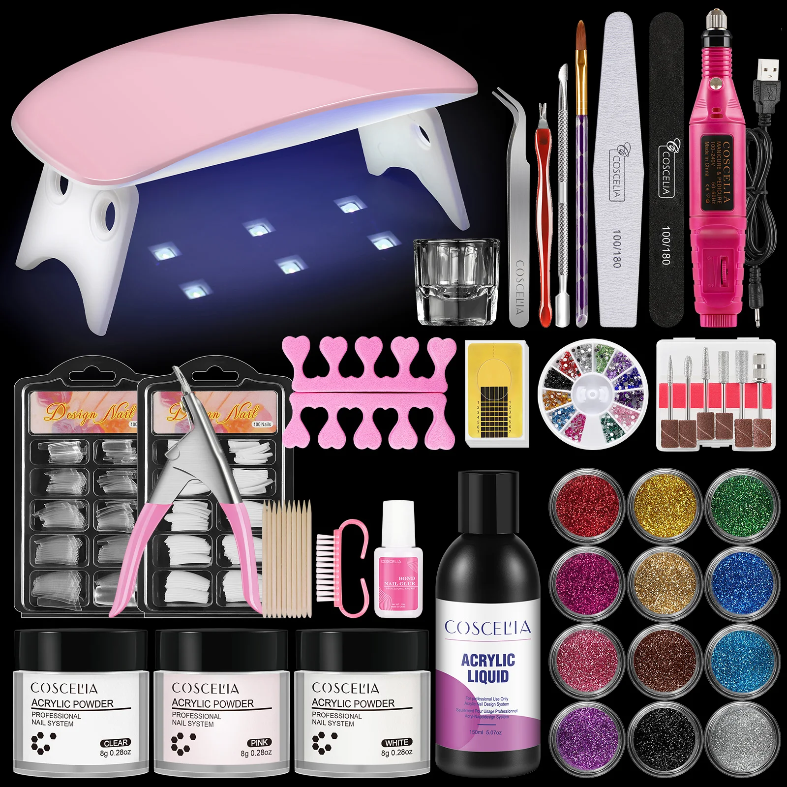 

Acrylic Nail Kit For Nail Extension Carving Tips All For Manicure Nail Acrylic Powder Liquid Professional Set For Nails Art