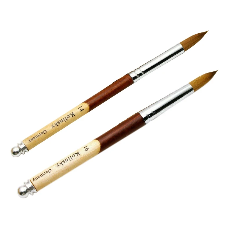 

2 Pcs Acrylic Crimped Nail Brush Nail Art Brush With Acrylic Handle 14 & 16