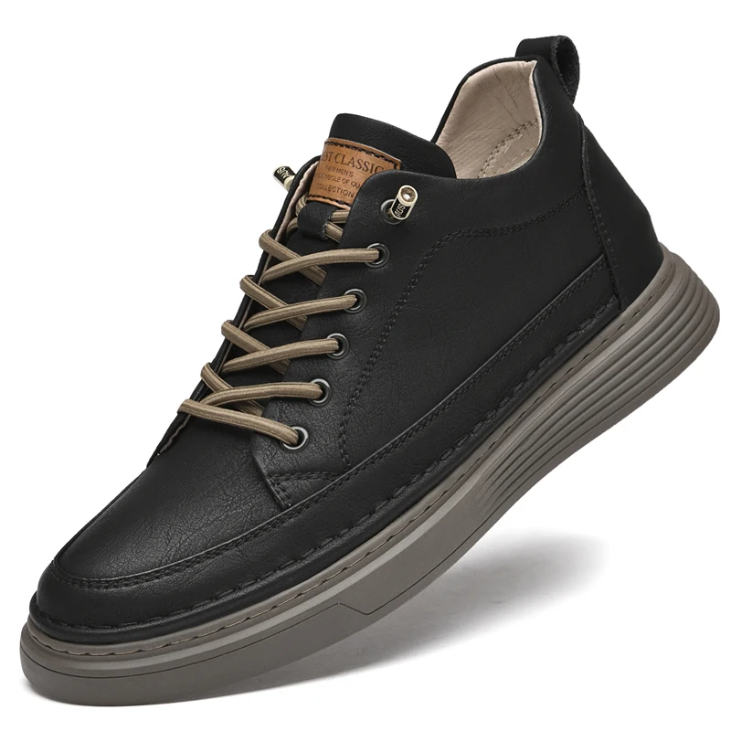 

Leather Men's Sneakers Fashion Man Shoes Height Increasing 5CM Shoes High Quality Men Sneakers for Men Big Size 47