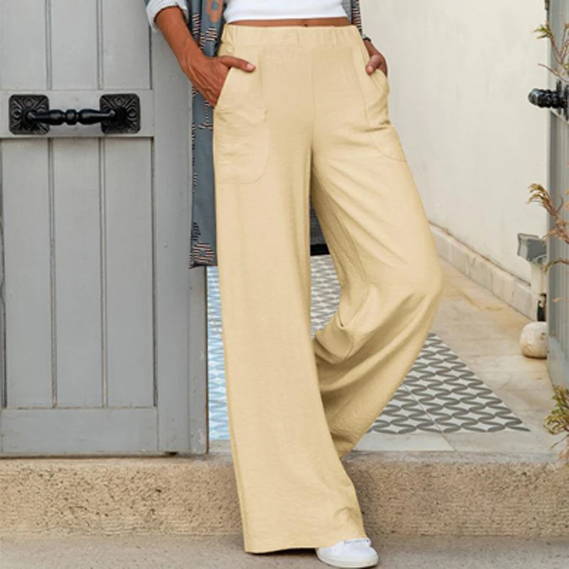 

Spring Fashion Solid Color High Waist Versatile Vertical Straight Trousers Casual Loose Women Pants Women's Office Elegant Pants