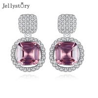 jellystory brown zircon drop earrings for women 925 sterling silver square gemstone 159mm wedding anniversary fine jewelry