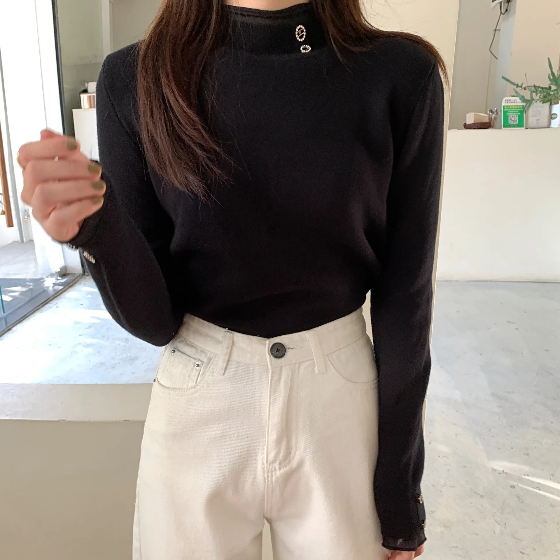 Зимний новый утолщенный теплый свитер для беременных с высоким воротником GRAY22 |