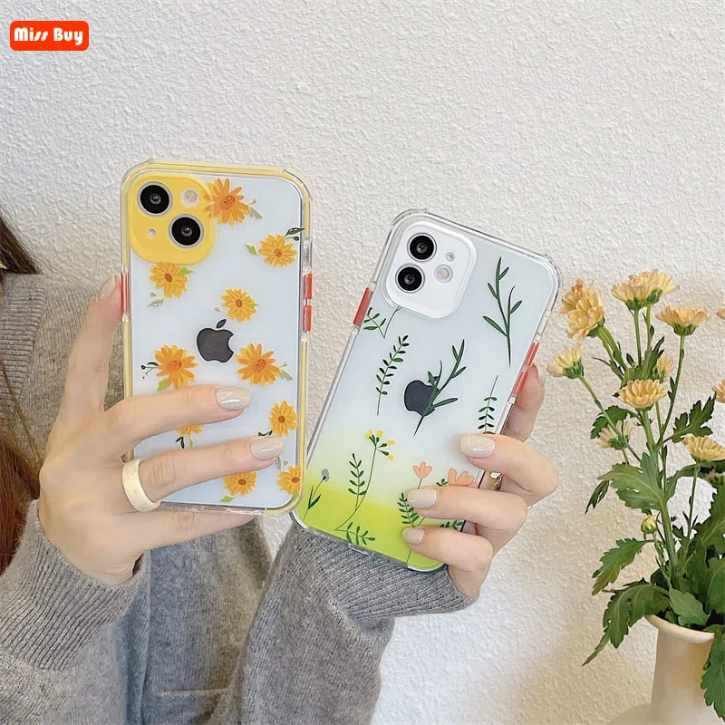 

Fashion Small Fresh Flowers Soft Silicone Phone Cases For iPhone 13 12 11 Pro 12 13 Mini Max X XR XS 7 8 Plus Coque Slim Fundas