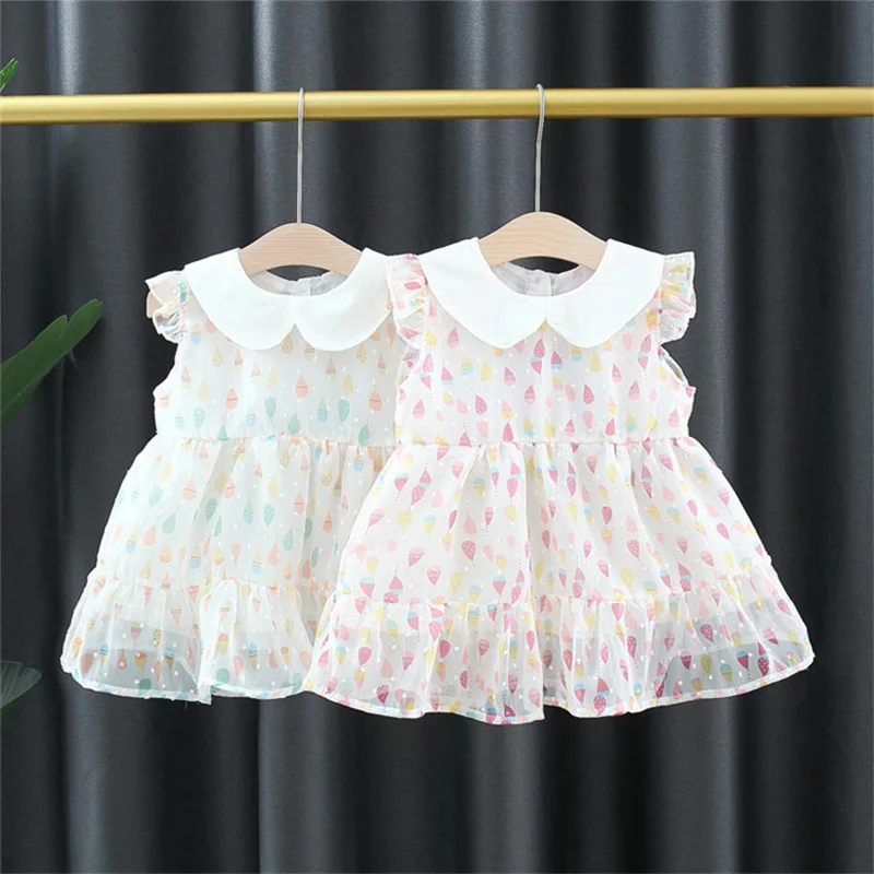 

Летнее платье принцессы для маленьких девочек, детское платье без рукавов, платья для детей, шифоновая одежда, для дня рождения, фото на зака...