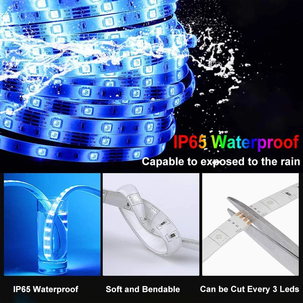 Bluetooth LED Light Strip 2835 5050SMD WIFI RGB Flexible Ribbon Waterproof with Remote Control APP TV Backlight Bedroom Decor |