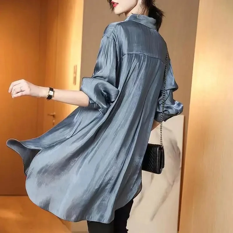 2023 Spring And Summer New Shirt Top Women's Super Fairy Shiny Chiffon Shirt Long Sleeve Sunscreen Clothing Thin Fashion Cardiga