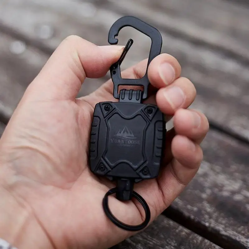 Outdoor Retractable Key Chain Telescopic Carabina Tactical Keychain Antitheft Key RIng Length up to 600mm Max loading 2kgs