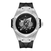 pintime new fashion men big dial sport watch bleu rubber strap classic design quartz wristwatch auto date luminous hand montre
