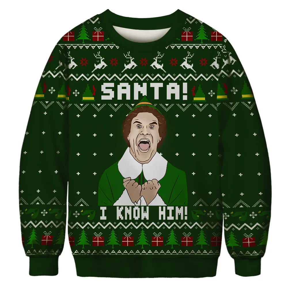 

Men Women Santa I Know Him Ugly Christmas Sweater Couples Christmas Pullovers Jumpers 2022 Festival Party Funny Xmas Sweatshirts