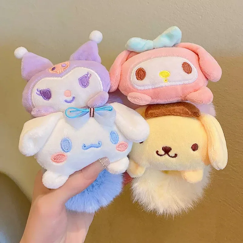 

Новинка Kawaii Sanrio симпатичная мультяшная лента для волос CinnamorollMelody плюшевая повязка на голову для девочек резинка для волос аксессуары для волос Kuromi