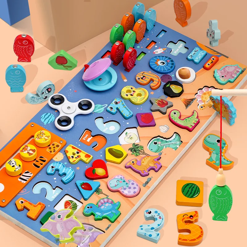 

Wooden Magnetic Fishing Games Montessori Toy For Kids 2-5 Years Shape Matching Puzzle Sorters For Children Educational Toys