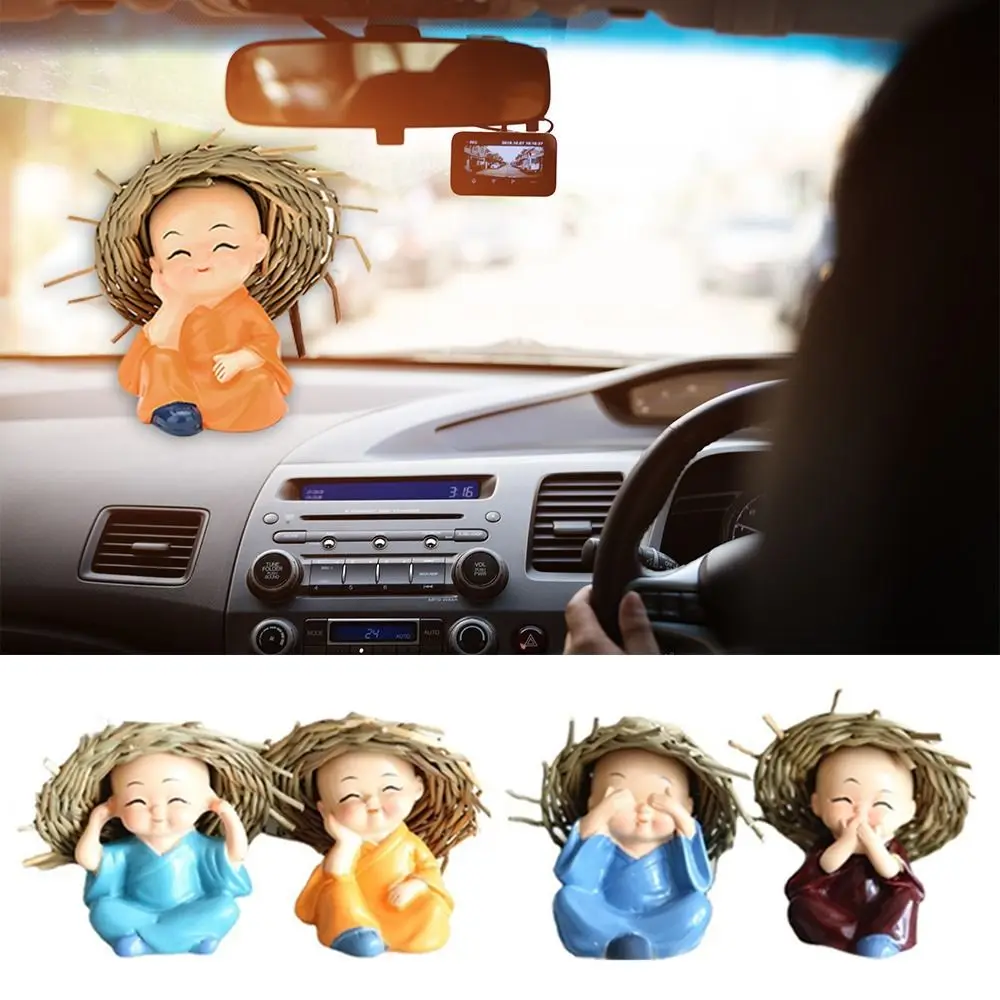 Соломенная шляпа Llittle Monk скульптуры куклы интерьер автомобиля женское украшение для дома маленькие монахи украшение для стола