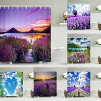 rural nature scenery shower curtains bathroom polyester waterproof shower curtain lavender printing curtains for bathroom shower