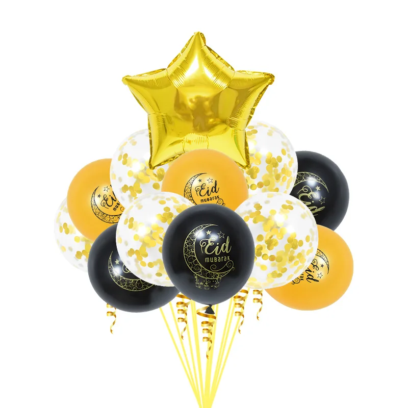 

1set 12 Inch Eid Mubarak Star Moon Aluminum Film Balloon Ramadan DIY Home Party Decoration Accessories Theme Party Latex Balloon