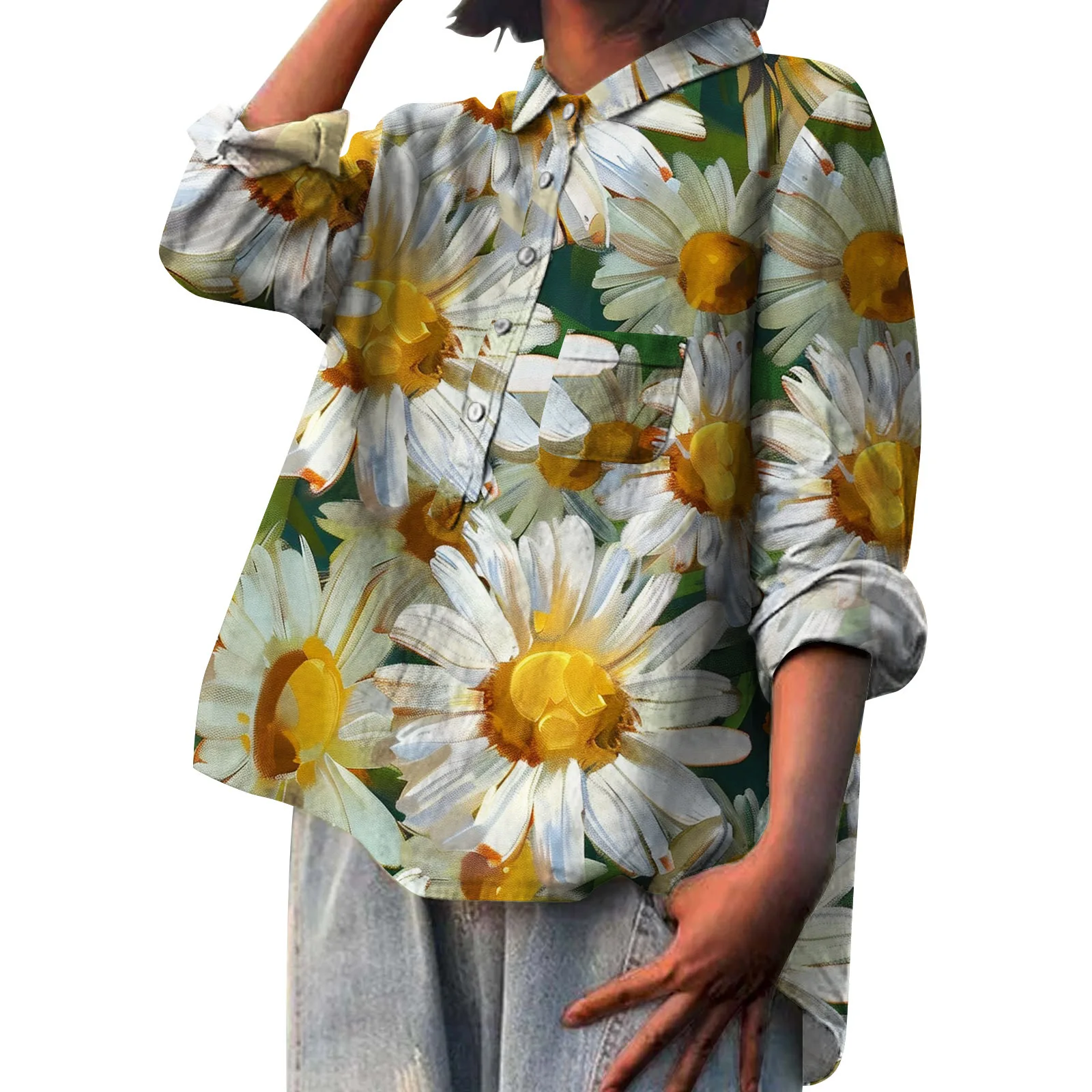 2025 весенне-осенняя женская модная футболка с длинными рукавами и 3D-цветочным