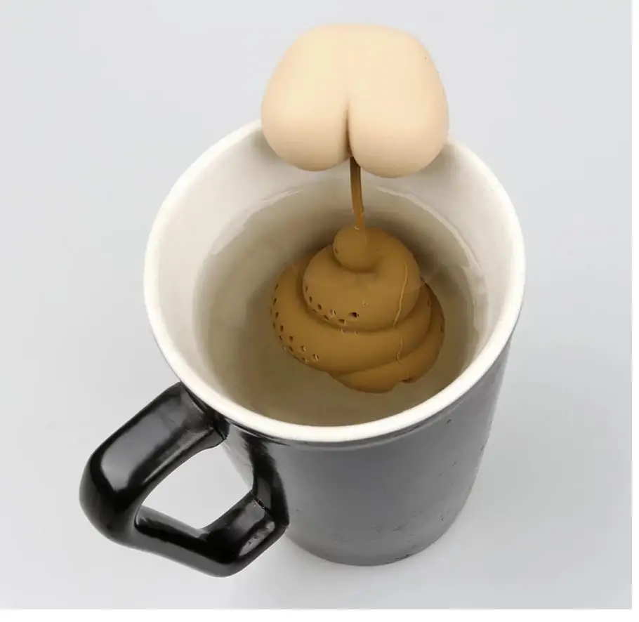 

Funny Tea Strainer Reusable Silicone Poop Herbal Spice Coffee Brewing Medicine Filter Tea Leaf Infuser for Kitchen New