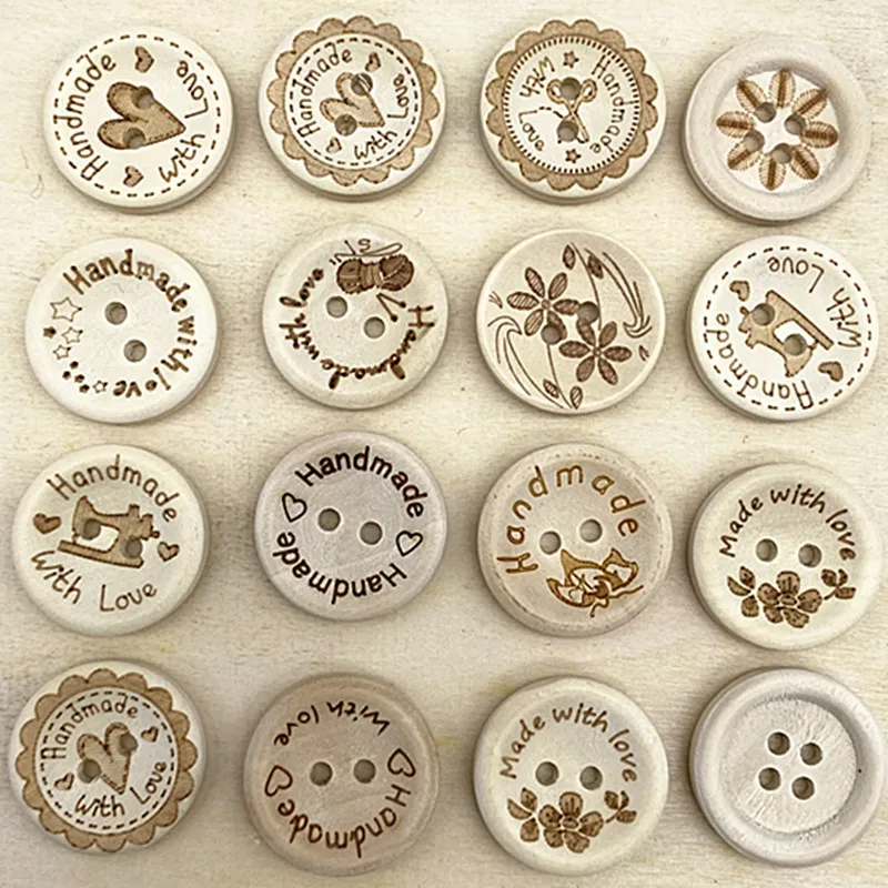 Новые круглые пуговицы диаметром 20 мм с несколькими узорами из натурального