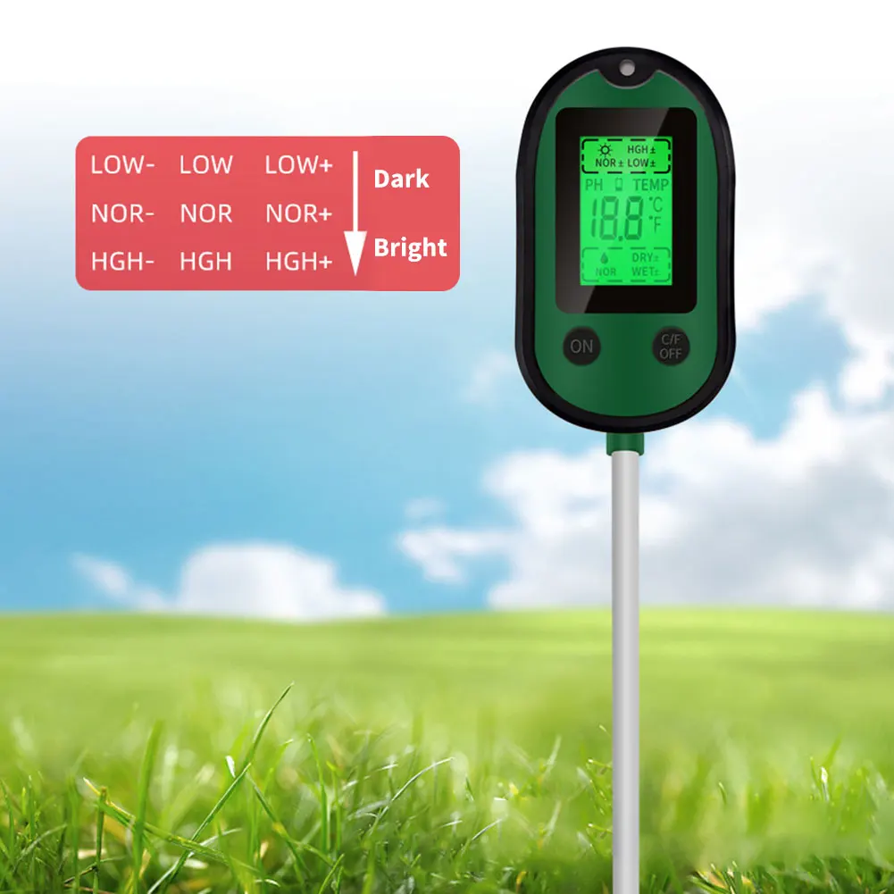 

5 in 1 Soil PH Meter Sunlight PH Tester Light Moisture Acidity Tester Soil Tester Moisture Sensor Meter Plants Acidity Humidity