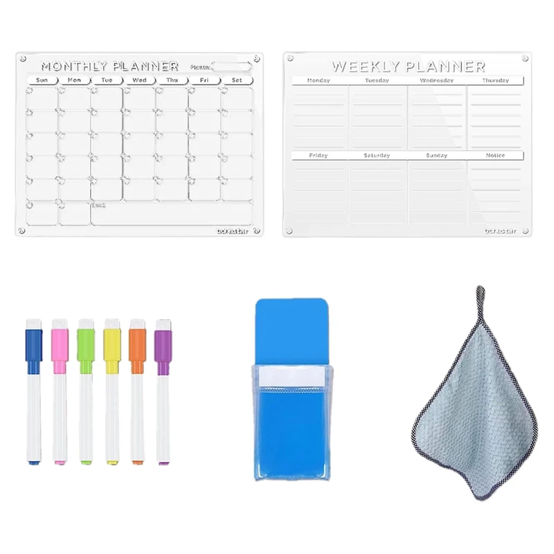 

Magnetic Acrylic Calendar Clear Fridge Calendar Dry Erase Magnetic Planning Boards Set For Fridge Colorful Pen+Towel