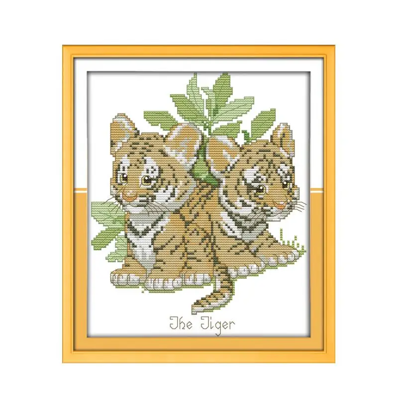 Тигр малыш милые животные diy картины считает Печать на холсте DMC 11CT 14CT наборы для