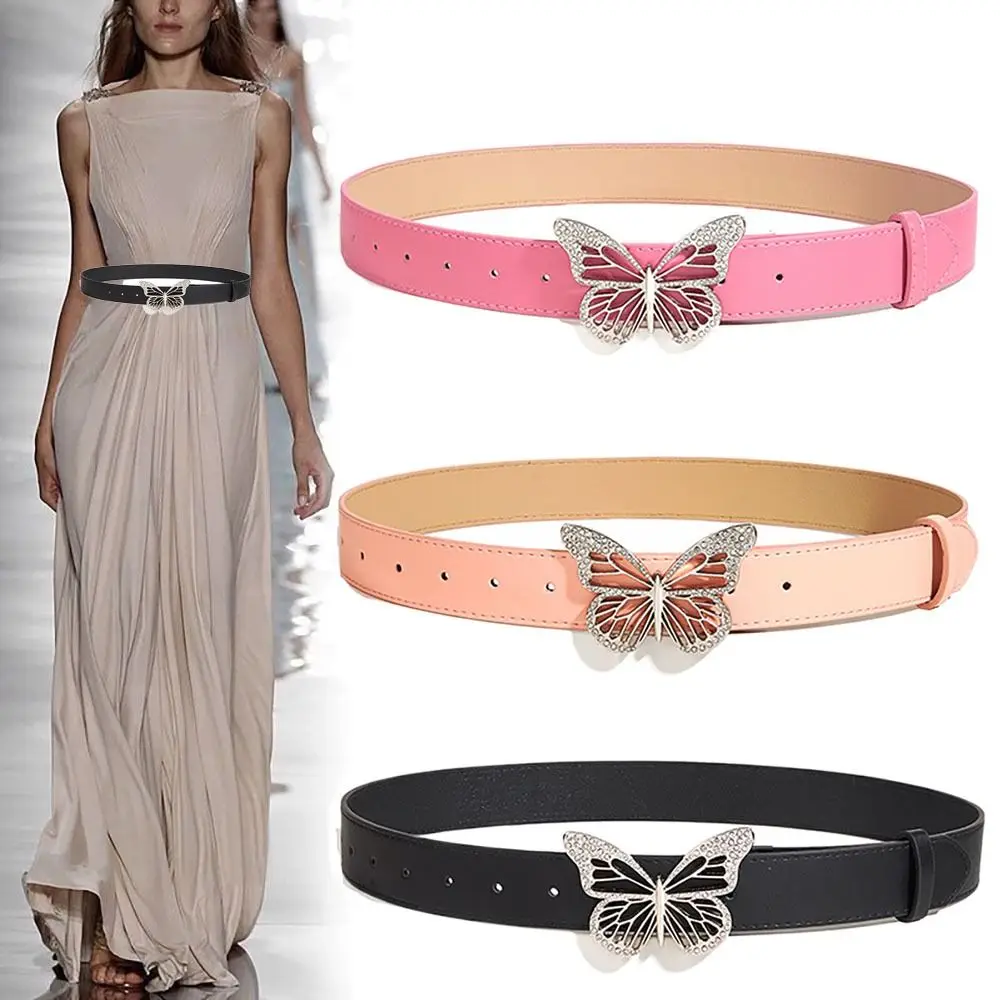 

Corset Retro Belts Waistband Diamond Snap Belt Women Female Ladies Belts PU Leather Belt Metal Butterfly Belt