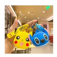 anime peripherals pokemon pikachu cartoon silicone key cover mini cute pendant childrens coin purse keychain