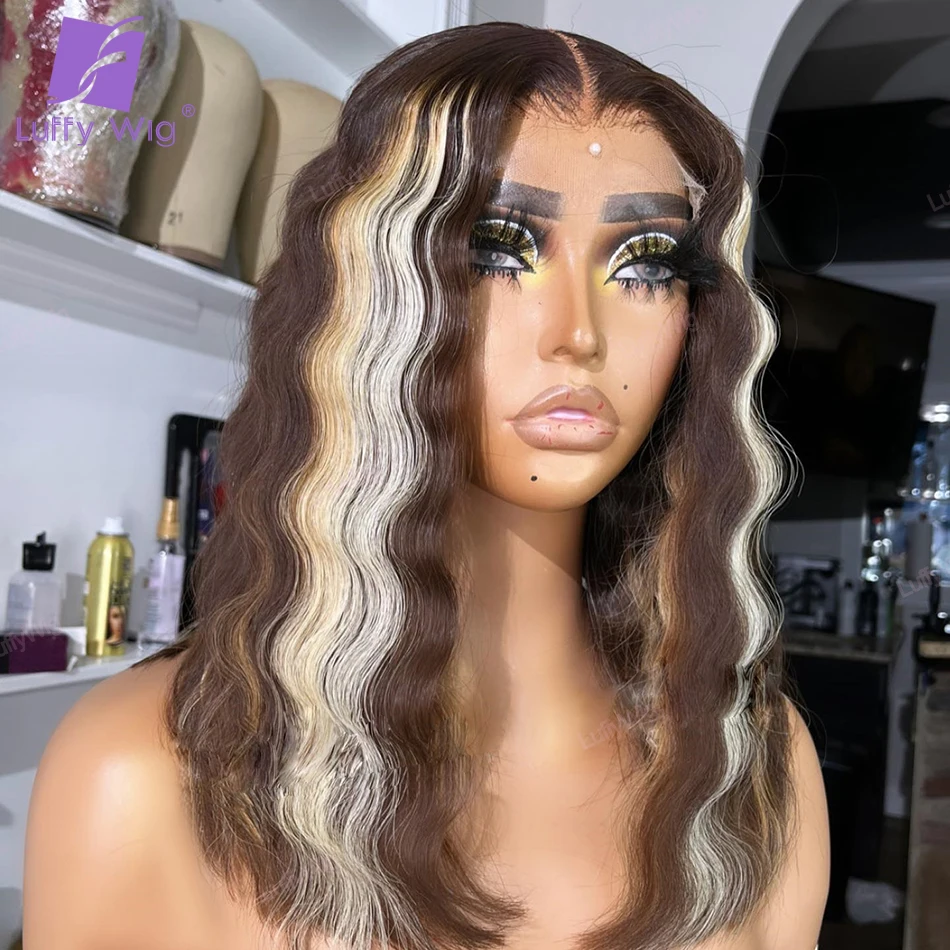 

Highlight #613 Honey Blond Deep Wave 13*6 Lace Frontal Human Hair Wigs For Women Plucked Ombre Colored Wet Wavy Human Hair Wig