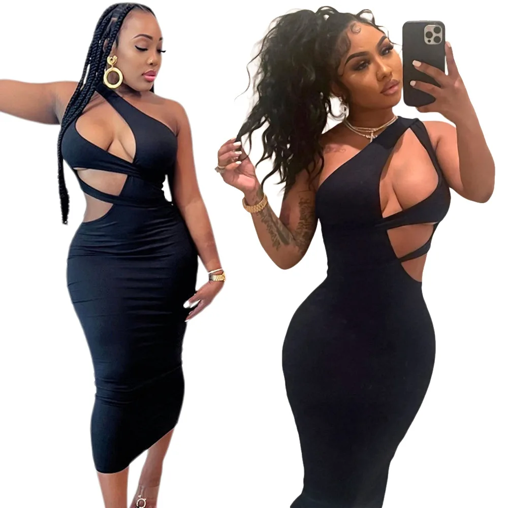 

Lovelysales Women's Clothes Sexy Cutout Black Dress Women's Nightclub Wear CN(Origin)