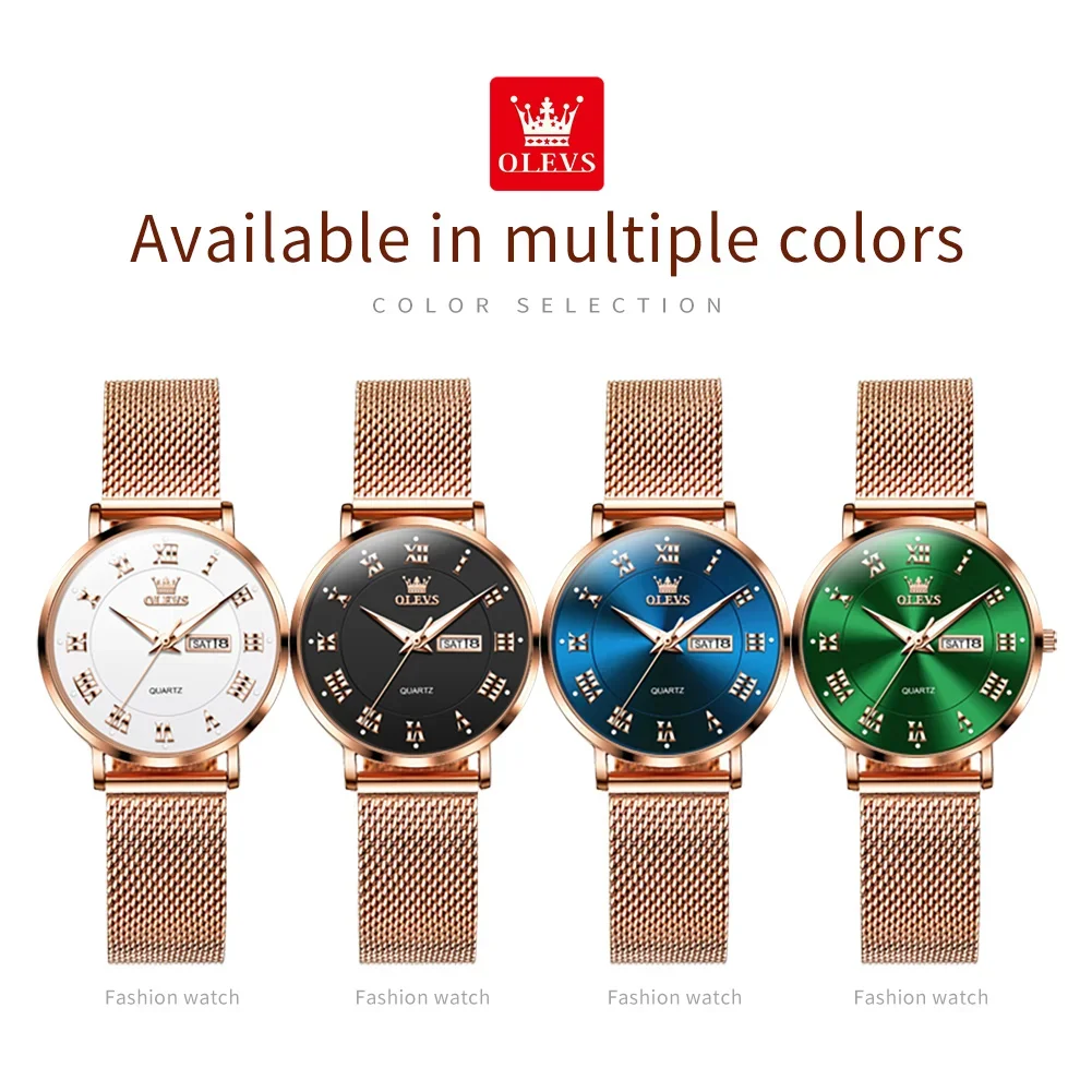 Женские Водонепроницаемые кварцевые часы с двойным календарем и стальным