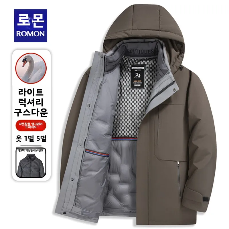 Куртка на гусином пуху Romon мужская зимняя одежда для папы среднего и пожилого