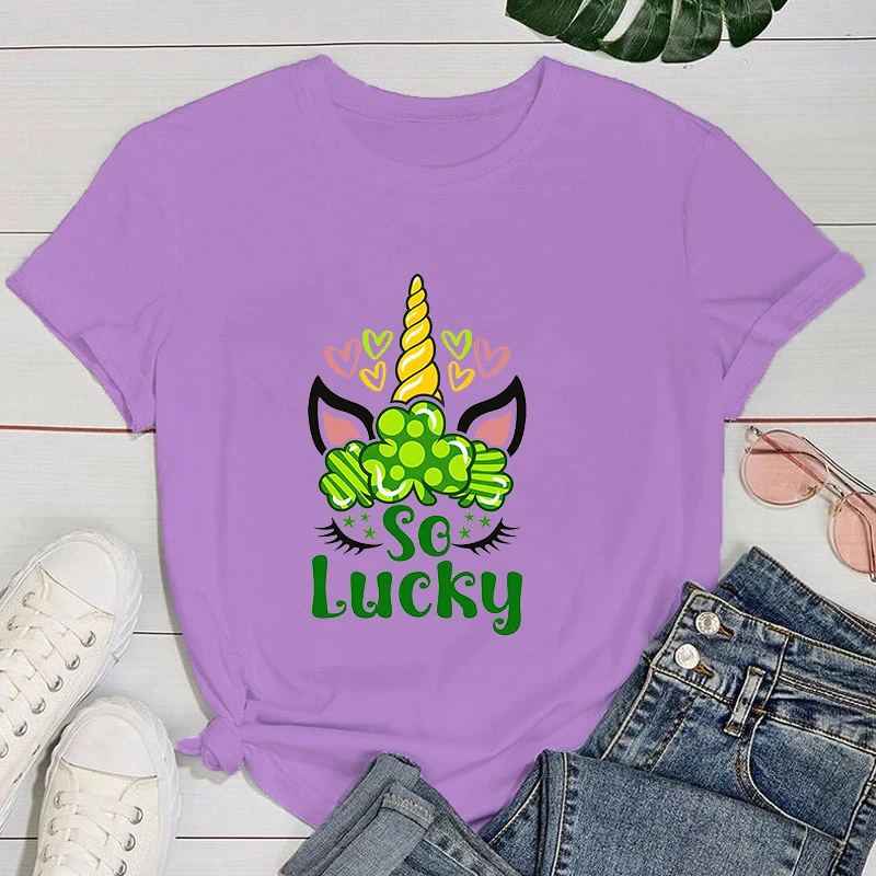 (Футболка премиум-класса) забавная Футболка с принтом единорога на удачу для