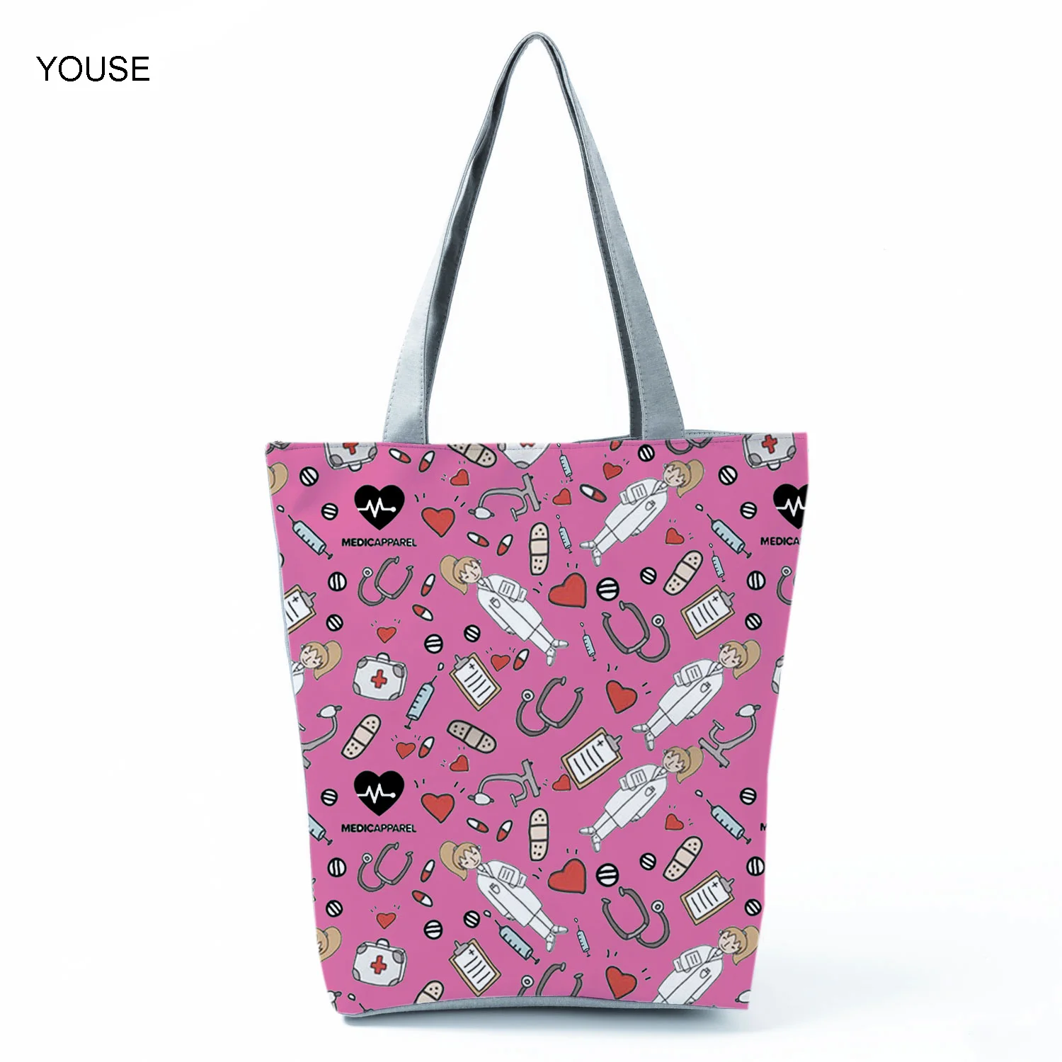 

Stethoscope Nurse Printed Women's Bag Pretty Fashion Handbags Portable Shoulder Bags Eco Travel Bag High Capacity Shopping Bag