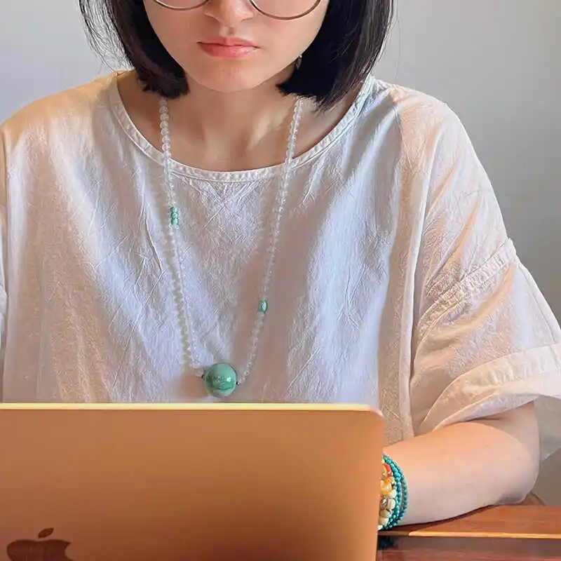 Натуральный высокий фарфор бирюзовый с большими частицами ожерелье бусинами на