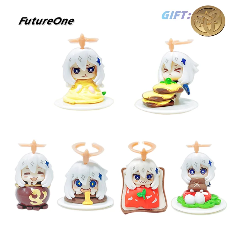 

6pcs/set Genshin Impact Anime Figure Paimon Action Figure Klee/Paimon/Barbatos/Aether/Diluc Ragnvindr/Amber Figurine Doll Toys