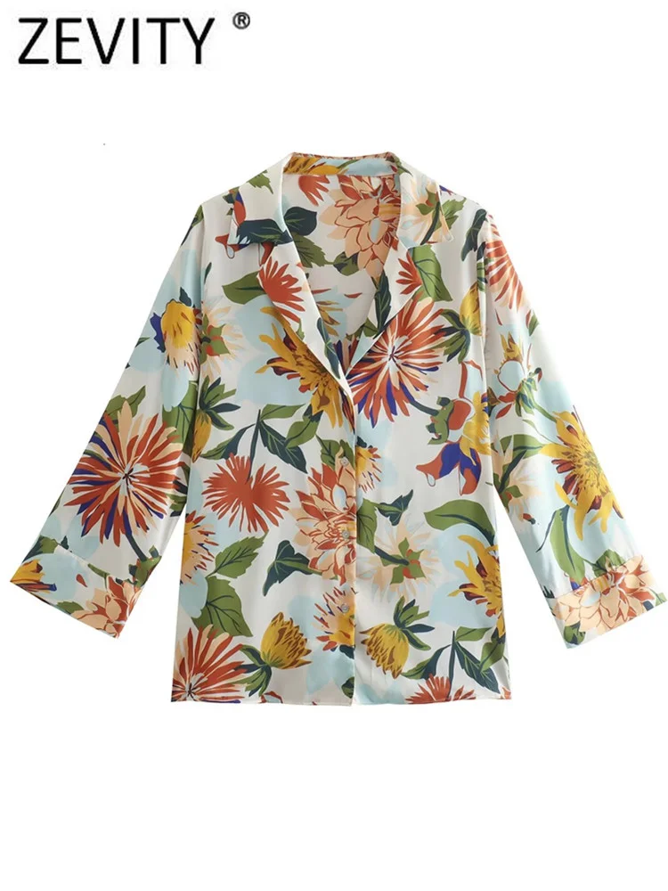 

Zevity Women Fashion Turn Down Collar Floral Print Soft Touch Smock Blouse Office Lady Shirt Chic Chemise Blusas Tops LS1890