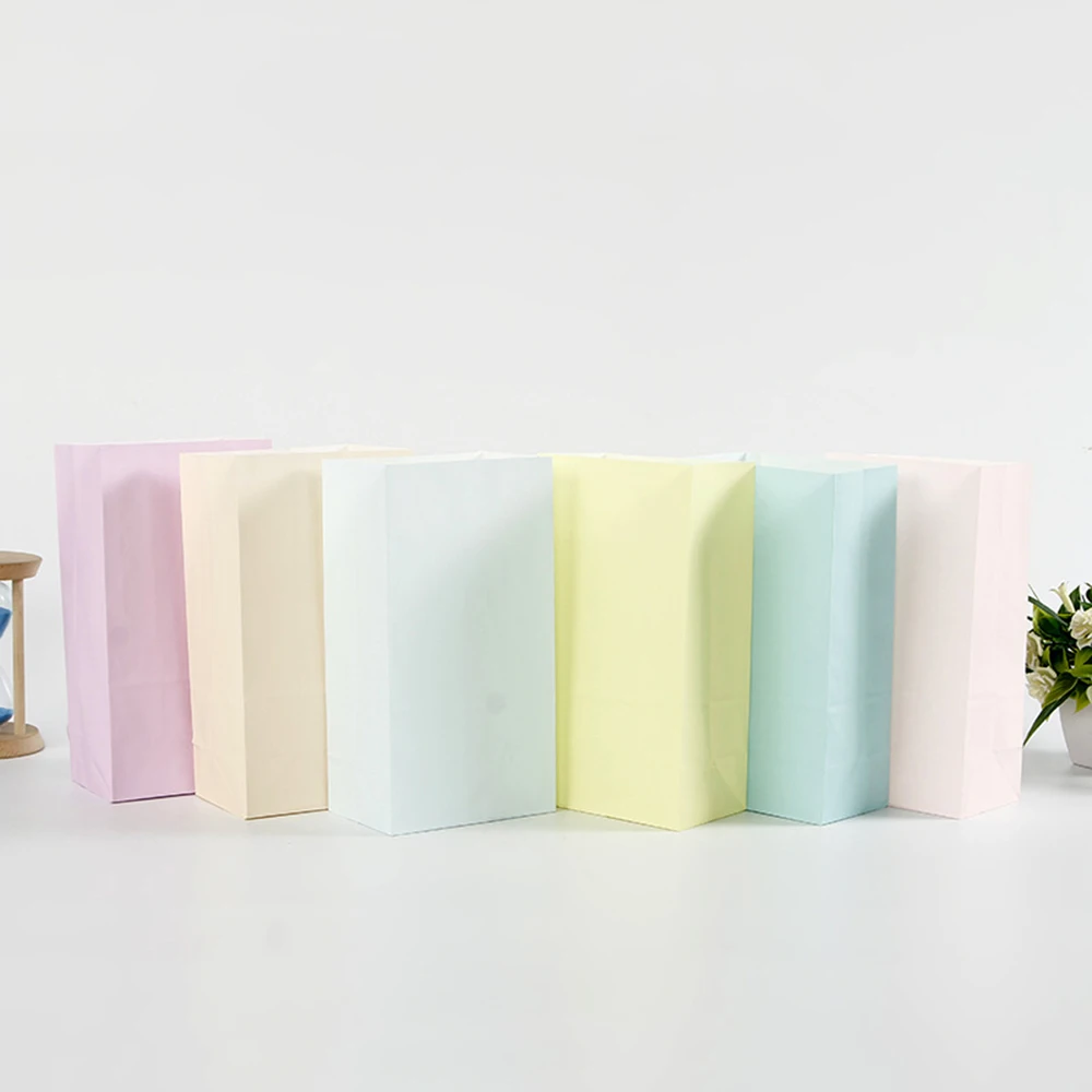 

10pcs Macaron Paper Gift Bags Candy Gift Pink Kraft Bags Kids Unicorn Birthday Party Decor Baby Shower Wedding Supplies