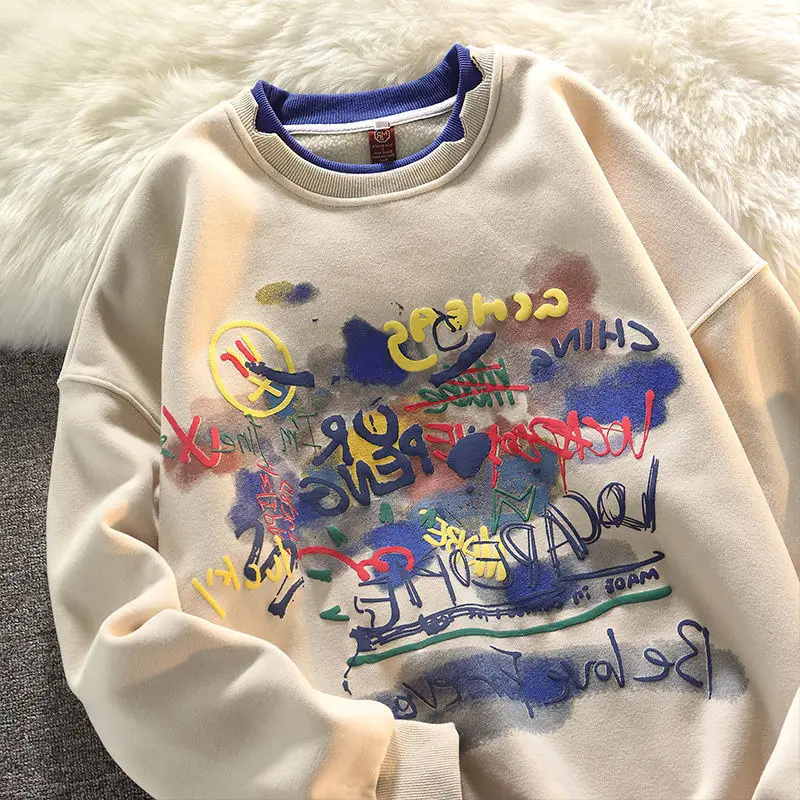 

2022 Y2K High Street Hip Hop Letters Graffiti Sweatshirt Women Oversized Long Sleeve Tops Goth Clothes Streetwear Korean Fashion