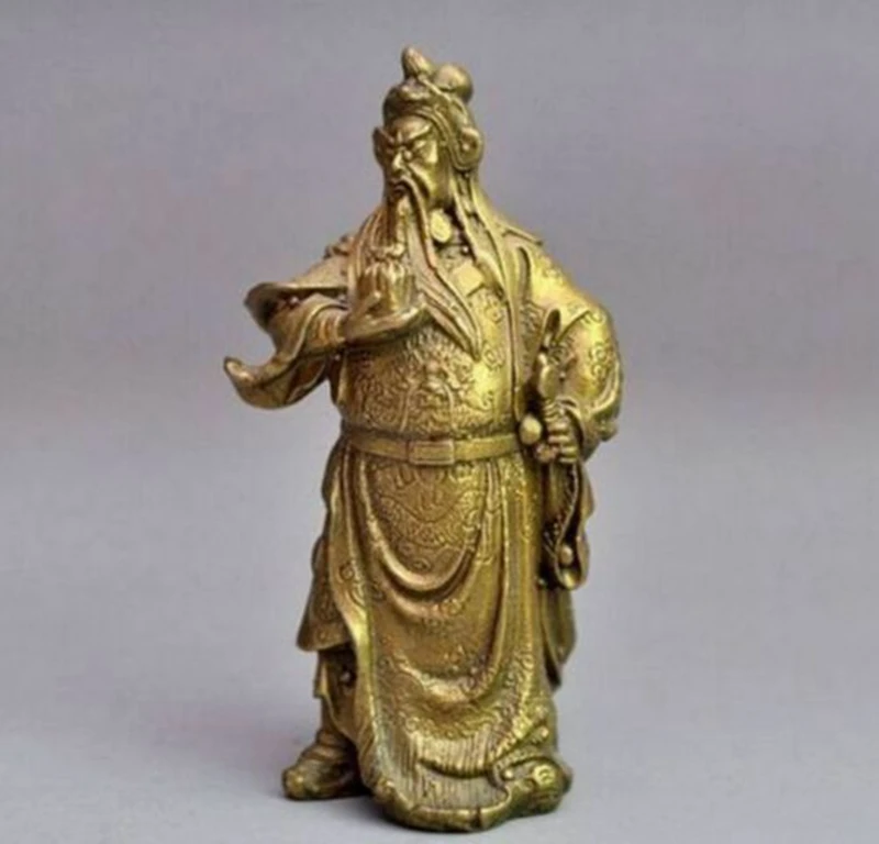 

Редкий китайский, бронзовый, Медь Dragon Warrior Guan Gong
